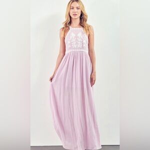 Aika Light Pink Embroidered Maxi Dress